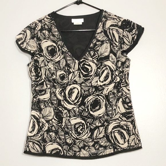 Van Heusen blouse vNeck Flower flower flutter - Picture 7 of 12